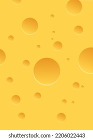 Cheese background with holes. Vector illustration.