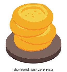 Cheese bakery icon isometric vector. Food rice. Bread menu