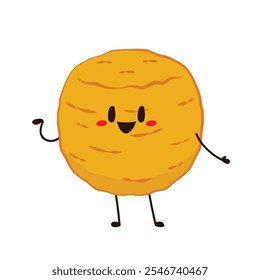 Cheese ball character design. Mozzarella cheese ball on white background. Cheese fried.