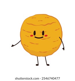 Design de caráter de bola de queijo. Bola de queijo Mozzarella em fundo branco. Queijo frito.