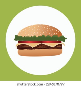 Cheese Beef Burger Sandwich Illustration