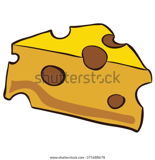 Cheese Big Slice Swiss Cheese Cartoon Miscellaneous Food And