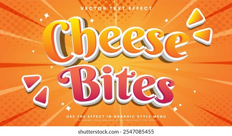 Plantilla de efecto de texto editable de Cheese Bites Adecuado para productos alimenticios crujientes