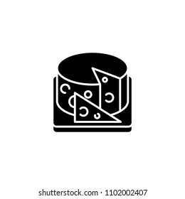 Cheese black icon concept. Cheese flat  vector symbol, sign, illustration.