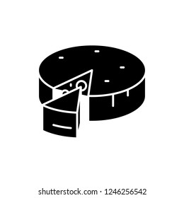 Cheese black icon, vector sign on isolated background. Cheese concept symbol, illustration 