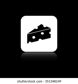 cheese - black vector icon on the white button
