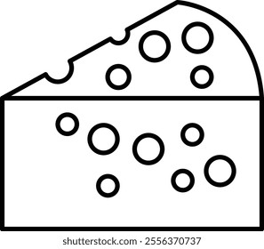 Cheese Block Vector Line Icon Design