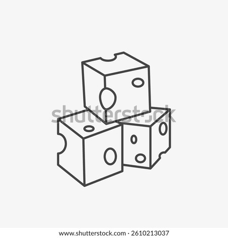 Cheese blocks with holes linear icon. Cheese appetizer for buffet. Supplement to wine. Vector illustration on white background