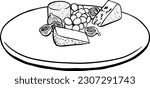 Cheese Board, charcuterie, line drawing, sketch, serving platter