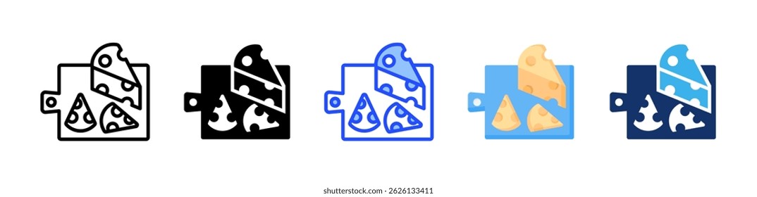 Colección de icono de Tablero de queso con múltiples estilos