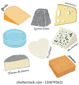 Cheese board with vector illustration