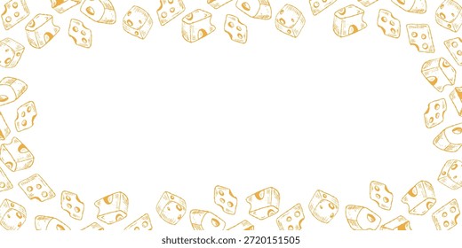 Moldura De Queijo, Rótulo Gourmet, Cartão. Borda decorativa de comida de queijo desenhada à mão. Moldura de queijo para embalagem, Design de menu