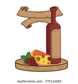Cheese and bottle of wine