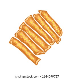 Cheese bread sticks. Flour edible food. Hand-drawn design. Vector editable illustration