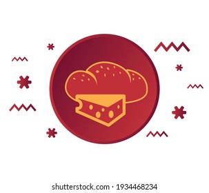 Cheese and bread vector icon. slice of dairy product for food menu design.
