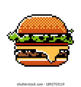 Cheese Burger in 8bit Pixel Art Style