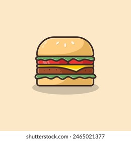 Ilustración vectorial de dibujos animados Cheese Burger. 