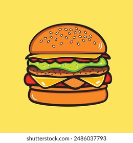 Cheese burger Cartoon Vector Illustration