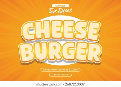 Cheese burger editable text effect with cartoon text style