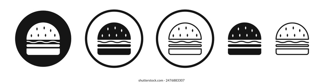 Cheese Burger Flat Liner Icon Set.