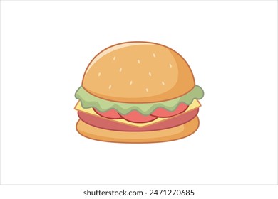 Cheese Burger Flat Sticker Design