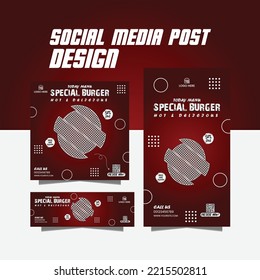 Cheese Burger Flyer Template Design Or Social Media Post Template And Fast Food Menu Template Instagram Post Design