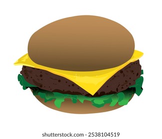 Cheese burger food vector. Burger, cheese, hamburger, food, fast, menu, cheeseburger. Can use for infographic, banner, poster, web design. Vector isolated on white background.