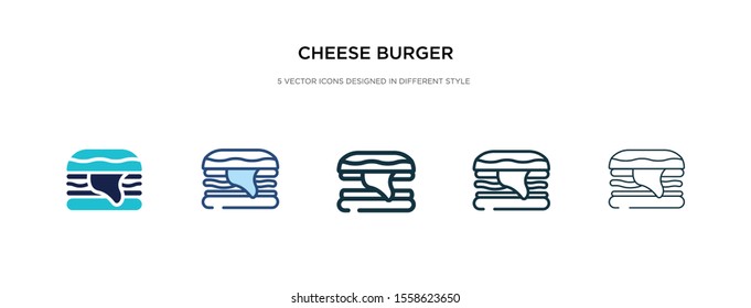 cheese burger icon in different style vector illustration. two colored and black cheese burger vector icons designed in filled, outline, line and stroke style can be used for web, mobile, ui