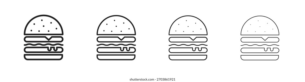 Icono de Vector lineal de hamburguesa de queso en un estilo editable.