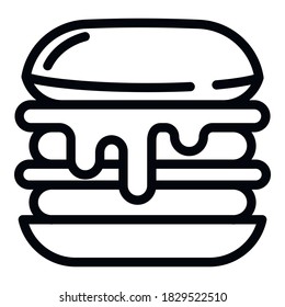 Cheese burger icon. Outline cheese burger vector icon for web design isolated on white background