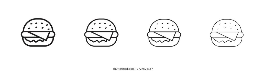 Iconos de la hamburguesa del queso para el concepto móvil y el color del Diseño web editables