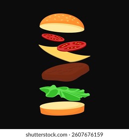 Cheese burger illustration vector design suitable for various commercial needs such as graphic design resources for restaurants etc.
