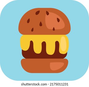 Cheese burger, illustration, vector on a white background.