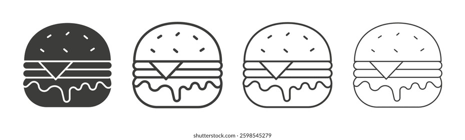 Cheese burger line icon vector illustration set.