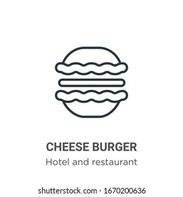 Cheese burger outline vector icon. Thin line black cheese burger icon, flat vector simple element illustration from editable hotel and restaurant concept isolated stroke on white background