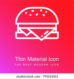 Cheese burger red and pink gradient material white icon minimal design