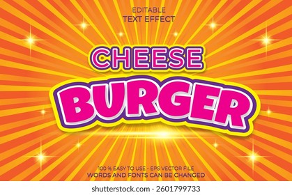 cheese burger text effect colorful background