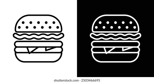 Cheese burger thin line vector icon set.