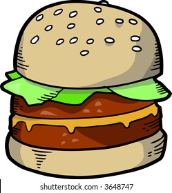 Cheese Burger Vector Illustration