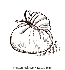 Cheese Burrata hand drawn engraving. Vector illustration.