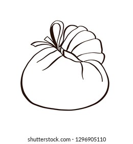 Cheese Burrata hand drawn engraving. Vector illustration.