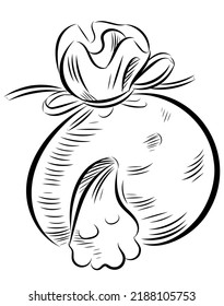 cheese burrata. Variety of mozzarella. Traditional Italian buttery cheese. Hand drawn sketch style vector illustration.