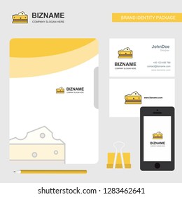 Cheese Business Logo, File Cover Visiting Card and Mobile App Design. Vector Illustration