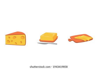 Cheese Butter vector illustration isolated on white background