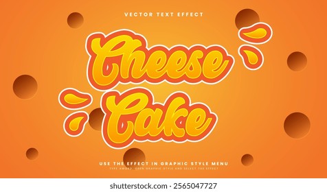 Cheese Cake 3d editable text effect Template with cartoon style