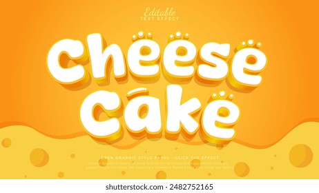 Cheese cake editable text effect. Cheese text style for food product