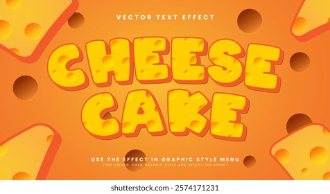 Cheese Cake editable text effect Template Suitable for Bakery food theme