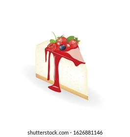 Cheese cake with forest fruits. vector