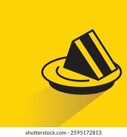cheese cake icon on shadow yellow background