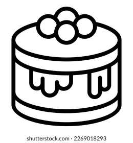 Vector de contorno de icono de pastel de queso. Postre de panadería. Comida con crema